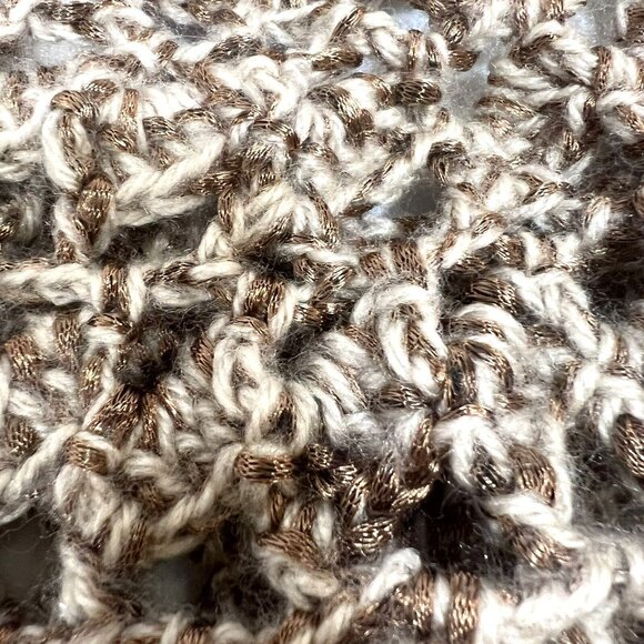 New Handmade Crochet Slouchy Beret Hat Tan Metallic Brown Boho Unisex - Picture 8 of 8